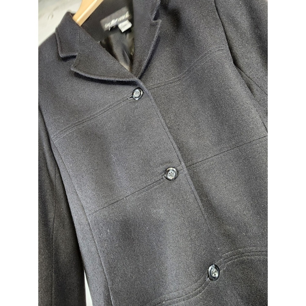 Sag Harbor Wool Coat Women Size 10 Black Pure New Wool Button Front Blazer Good - Picture 2 of 11